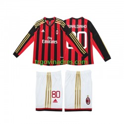 Dječji Domaći Dres AC Milan RONALDINHO 80 Retro 2013 2014 s Dugim Rukavima
