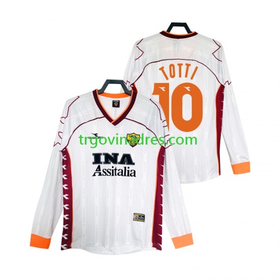 Muški Gostujući Dres Roma Totti 10 Retro 2000 1999 s Dugim Rukavima