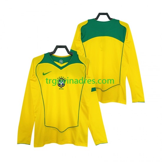 Muški Domaći Dres Brazil Retro 2004 s Dugim Rukavima