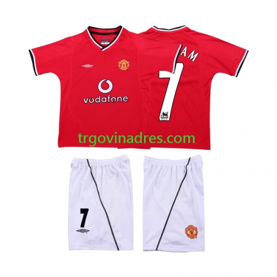 Dječji Domaći Dres Manchester United BECKHAM 7 Retro 2000 2002 s Kratkih Rukava