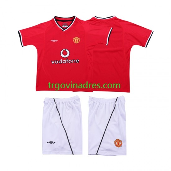 Dječji Domaći Dres Manchester United Retro 2000 2002 s Kratkih Rukava