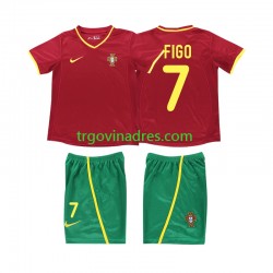 Dječji Domaći Dres Portugal FIGO 7 Retro 2002 s Kratkih Rukava