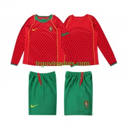 Dječji Domaći Dres Portugal Retro 2004 s Dugim Rukavima