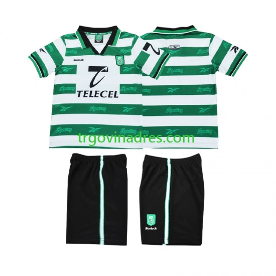 Dječji Domaći Dres Sporting CP Retro 2000 1999 s Kratkih Rukava