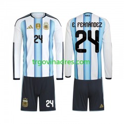 Dječji Domaći Dres Argentina Enzo Fernandez 24 World Cup 2026 s Dugim Rukavima