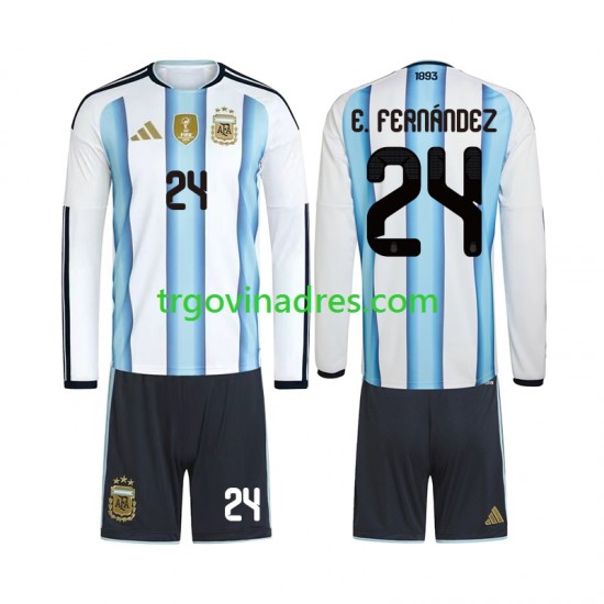 Dječji Domaći Dres Argentina Enzo Fernandez 24 World Cup 2026 s Dugim Rukavima