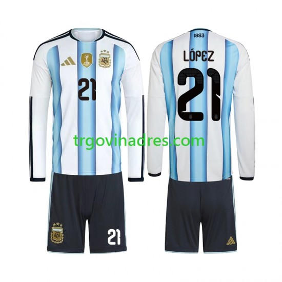 Dječji Domaći Dres Argentina Jose Manuel Lopez 21 World Cup 2026 s Dugim Rukavima
