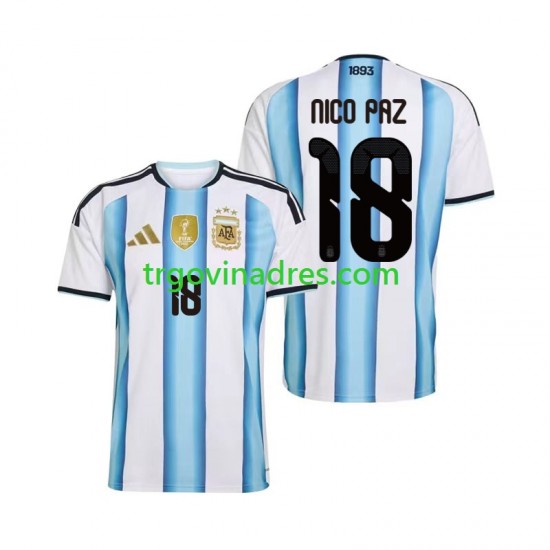 Muški Domaći Dres Argentina Nico Paz 18 World Cup 2026 s Kratkih Rukava
