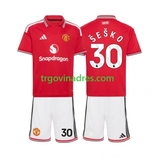 Dječji Domaći Dres Manchester United Benjamin Sesko 30 2026-2027 s Kratkih Rukava