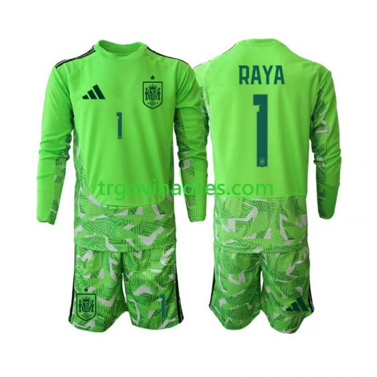 Dječji Golmanski Dres Španjolska David Raya 1 6th Green color World Cup 2026 s Dugim Rukavima