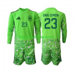 Dječji Golmanski Dres Španjolska Unai Simon 23 6th Green color World Cup 2026 s Dugim Rukavima