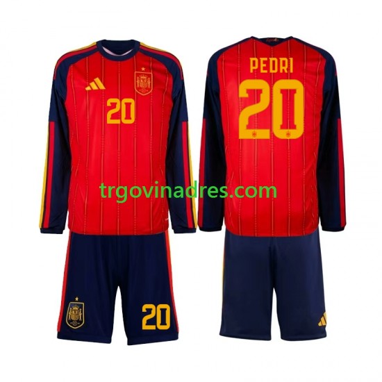 Dječji Domaći Dres Španjolska Pedri 20 World Cup 2026 s Dugim Rukavima