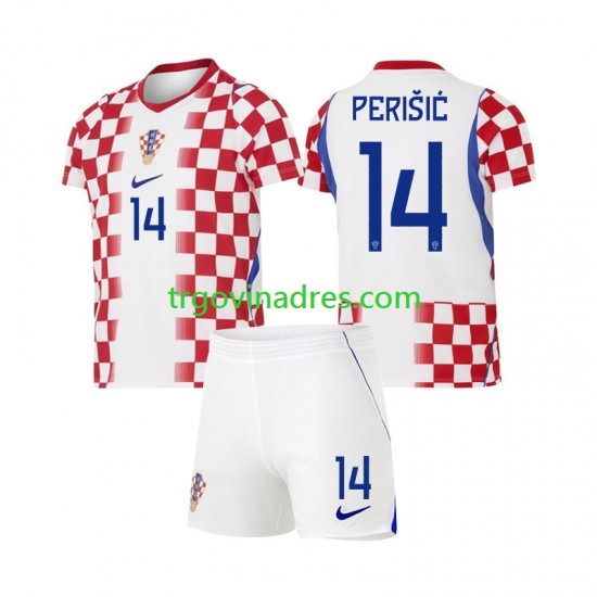 Dječji Domaći Dres Hrvatska Ivan Perisic 14 World Cup 2026 s Kratkih Rukava