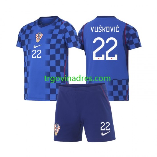 Dječji Gostujući Dres Hrvatska Luka Vuskovic 22 World Cup 2026 s Kratkih Rukava